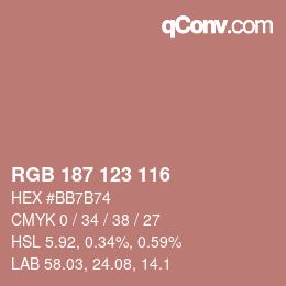 Color code: RGB 187 123 116 | qconv.com