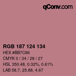 Color code: RGB 187 124 134 | qconv.com
