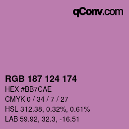 カラーコード: RGB 187 124 174 | qconv.com