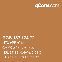 Color code: RGB 187 124 72 | qconv.com