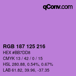 Color code: RGB 187 125 216 | qconv.com