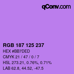 Color code: RGB 187 125 237 | qconv.com