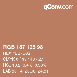 カラーコード: RGB 187 125 98 | qconv.com