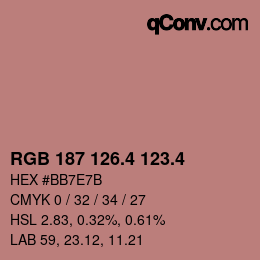カラーコード: RGB 187 126.4 123.4 | qconv.com