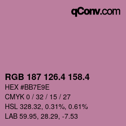 カラーコード: RGB 187 126.4 158.4 | qconv.com