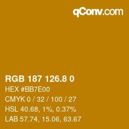 Color code: RGB 187 126.8 0 | qconv.com