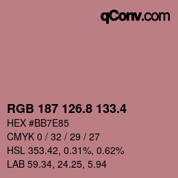 カラーコード: RGB 187 126.8 133.4 | qconv.com