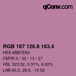 カラーコード: RGB 187 126.8 163.4 | qconv.com