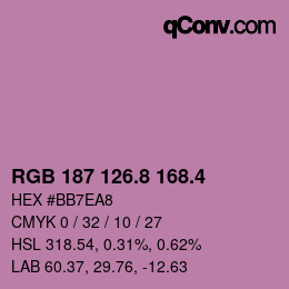カラーコード: RGB 187 126.8 168.4 | qconv.com