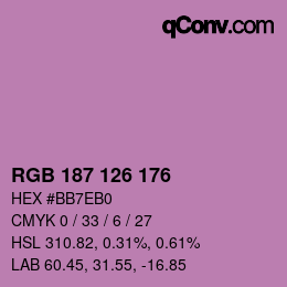 颜色代码: RGB 187 126 176 | qconv.com