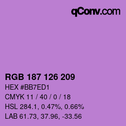 カラーコード: RGB 187 126 209 | qconv.com