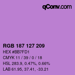 Color code: RGB 187 127 209 | qconv.com