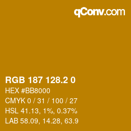 カラーコード: RGB 187 128.2 0 | qconv.com