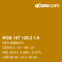 カラーコード: RGB 187 128.2 1.6 | qconv.com