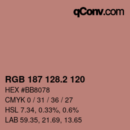 カラーコード: RGB 187 128.2 120 | qconv.com