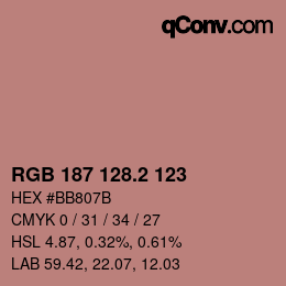Color code: RGB 187 128.2 123 | qconv.com