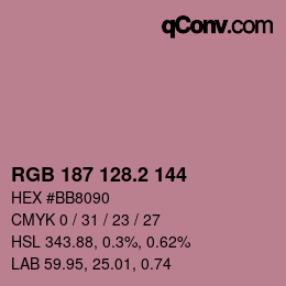 Color code: RGB 187 128.2 144 | qconv.com