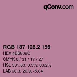 カラーコード: RGB 187 128.2 156 | qconv.com
