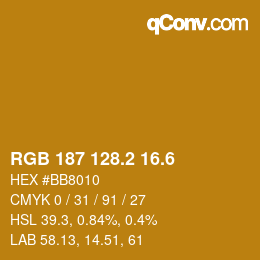 カラーコード: RGB 187 128.2 16.6 | qconv.com