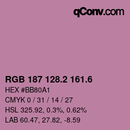 カラーコード: RGB 187 128.2 161.6 | qconv.com