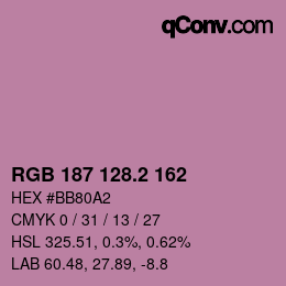 カラーコード: RGB 187 128.2 162 | qconv.com