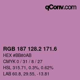 カラーコード: RGB 187 128.2 171.6 | qconv.com