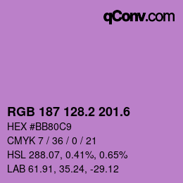 カラーコード: RGB 187 128.2 201.6 | qconv.com