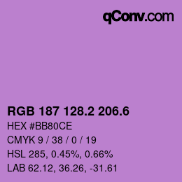 カラーコード: RGB 187 128.2 206.6 | qconv.com