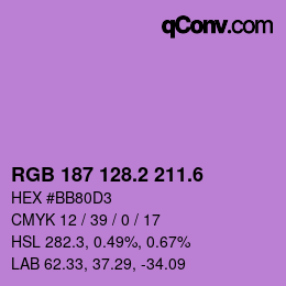 カラーコード: RGB 187 128.2 211.6 | qconv.com