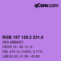 カラーコード: RGB 187 128.2 231.6 | qconv.com