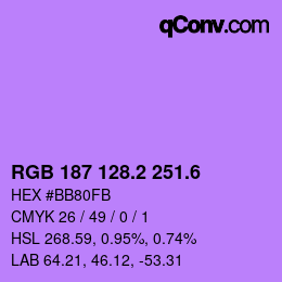 カラーコード: RGB 187 128.2 251.6 | qconv.com