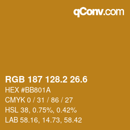 カラーコード: RGB 187 128.2 26.6 | qconv.com