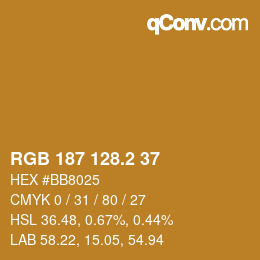 カラーコード: RGB 187 128.2 37 | qconv.com