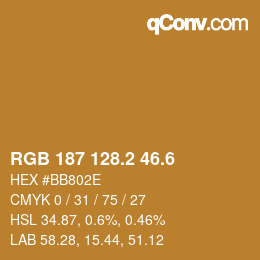 カラーコード: RGB 187 128.2 46.6 | qconv.com
