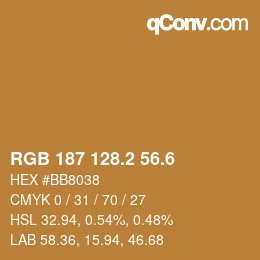 カラーコード: RGB 187 128.2 56.6 | qconv.com
