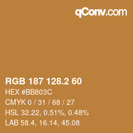 カラーコード: RGB 187 128.2 60 | qconv.com