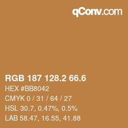 カラーコード: RGB 187 128.2 66.6 | qconv.com