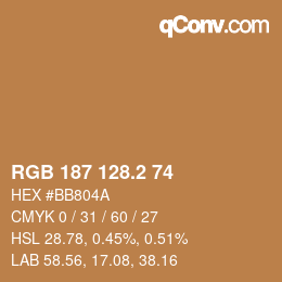 カラーコード: RGB 187 128.2 74 | qconv.com