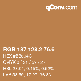 カラーコード: RGB 187 128.2 76.6 | qconv.com