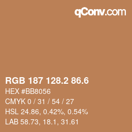 カラーコード: RGB 187 128.2 86.6 | qconv.com