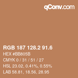 カラーコード: RGB 187 128.2 91.6 | qconv.com