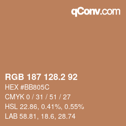 カラーコード: RGB 187 128.2 92 | qconv.com