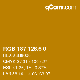 カラーコード: RGB 187 128.6 0 | qconv.com