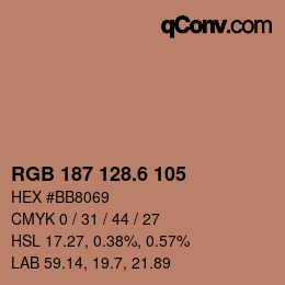 カラーコード: RGB 187 128.6 105 | qconv.com
