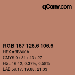 カラーコード: RGB 187 128.6 106.6 | qconv.com