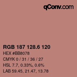 カラーコード: RGB 187 128.6 120 | qconv.com