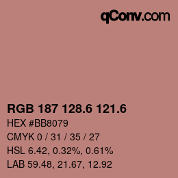 カラーコード: RGB 187 128.6 121.6 | qconv.com