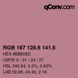 カラーコード: RGB 187 128.6 141.6 | qconv.com