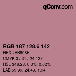 カラーコード: RGB 187 128.6 142 | qconv.com