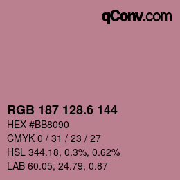 カラーコード: RGB 187 128.6 144 | qconv.com